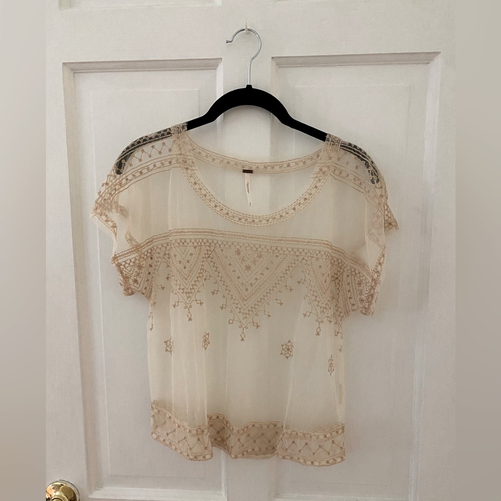 Free People Sheer Lace Crop Top